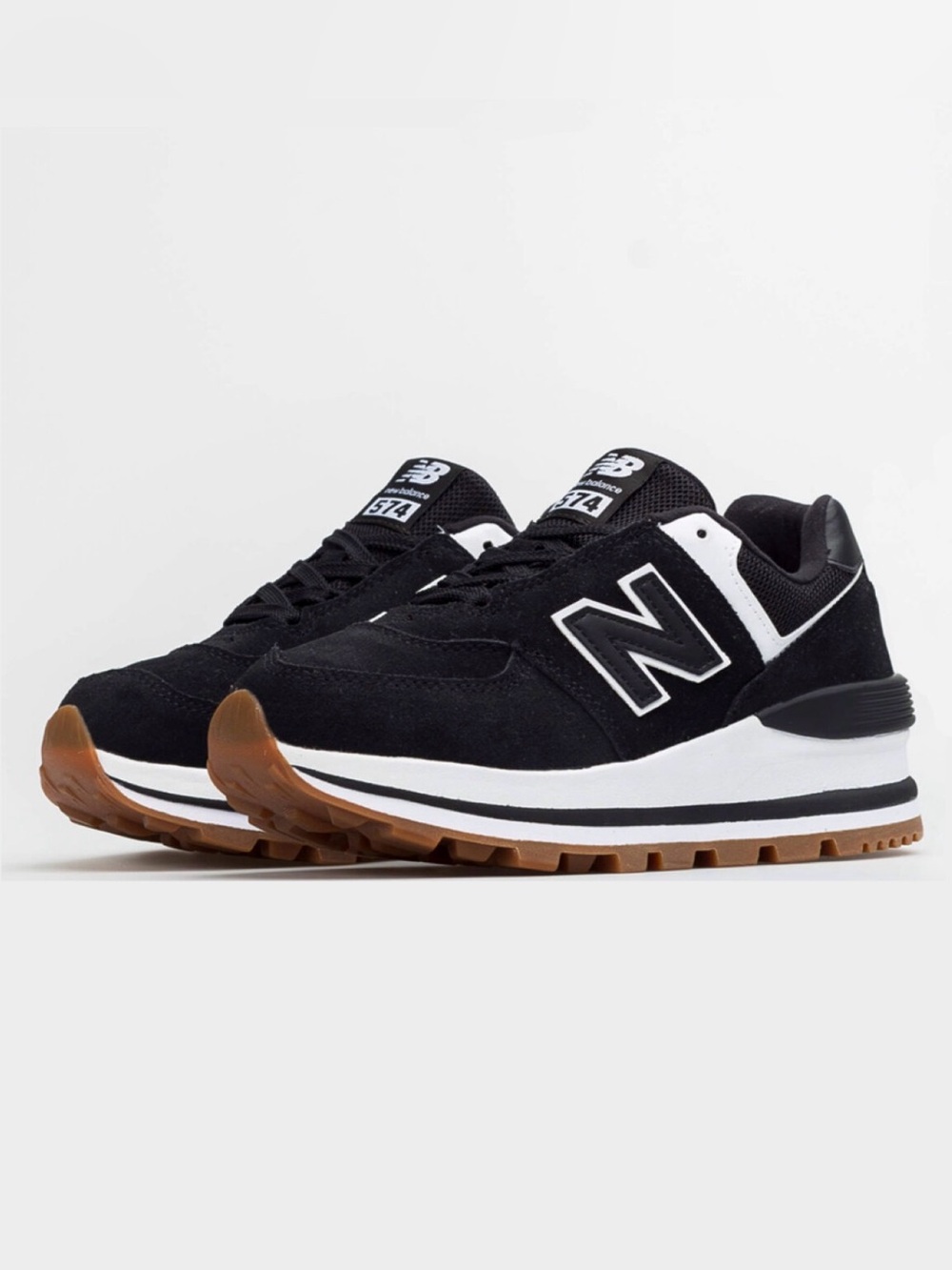 New Balance 574 Platform Black Suede Gum Sneakers Women’s 9 WL574CAF